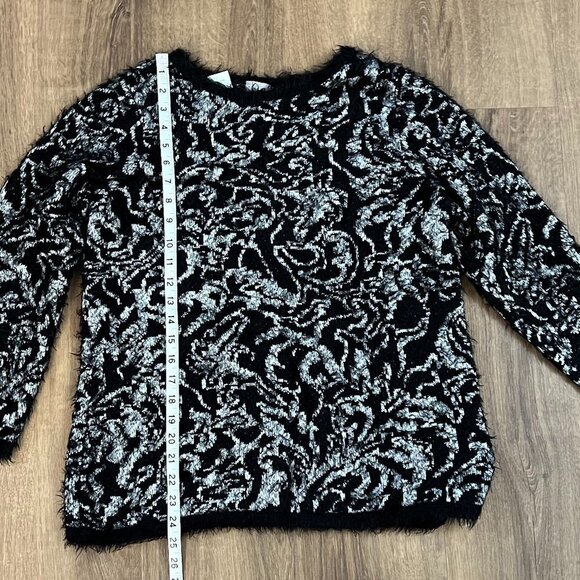 NEW Chicos Eyelash-Trim Jacquard Pullover Sweater Sz 1 (8) - Picture 12 of 16